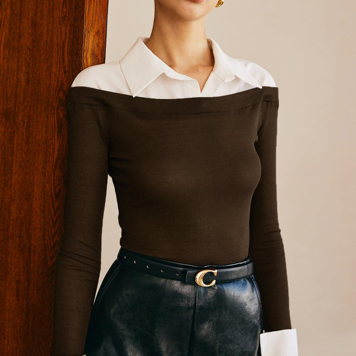 Gömlek Detaylı Triko Kazak