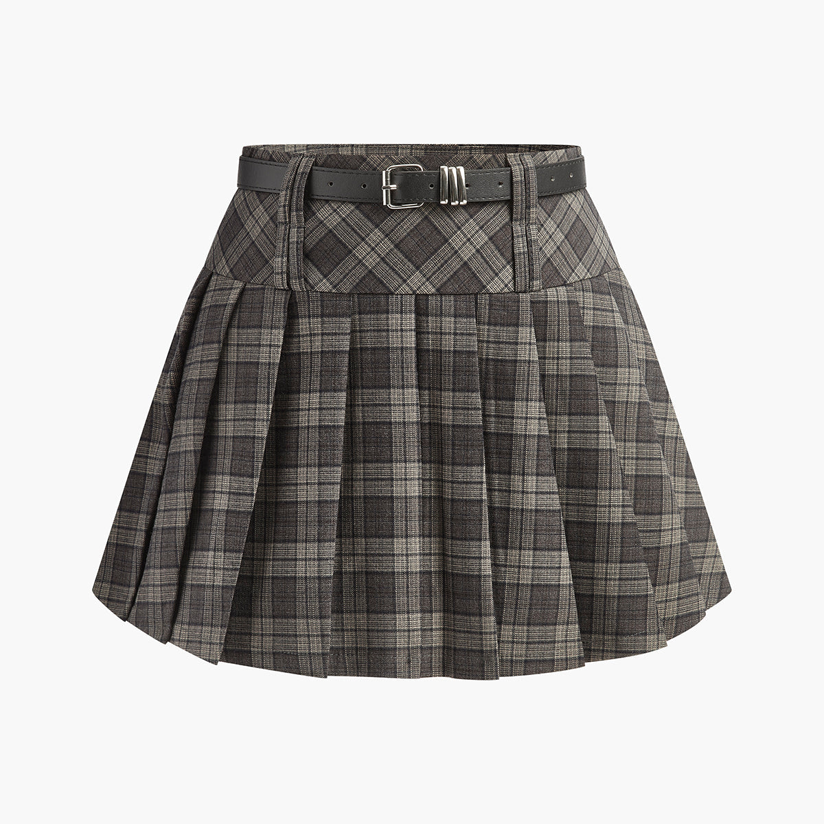 Şık Kareli Fırfırlı Etek ve Şık Kemeri - Mükemmel Bel Ortası Uyumu!