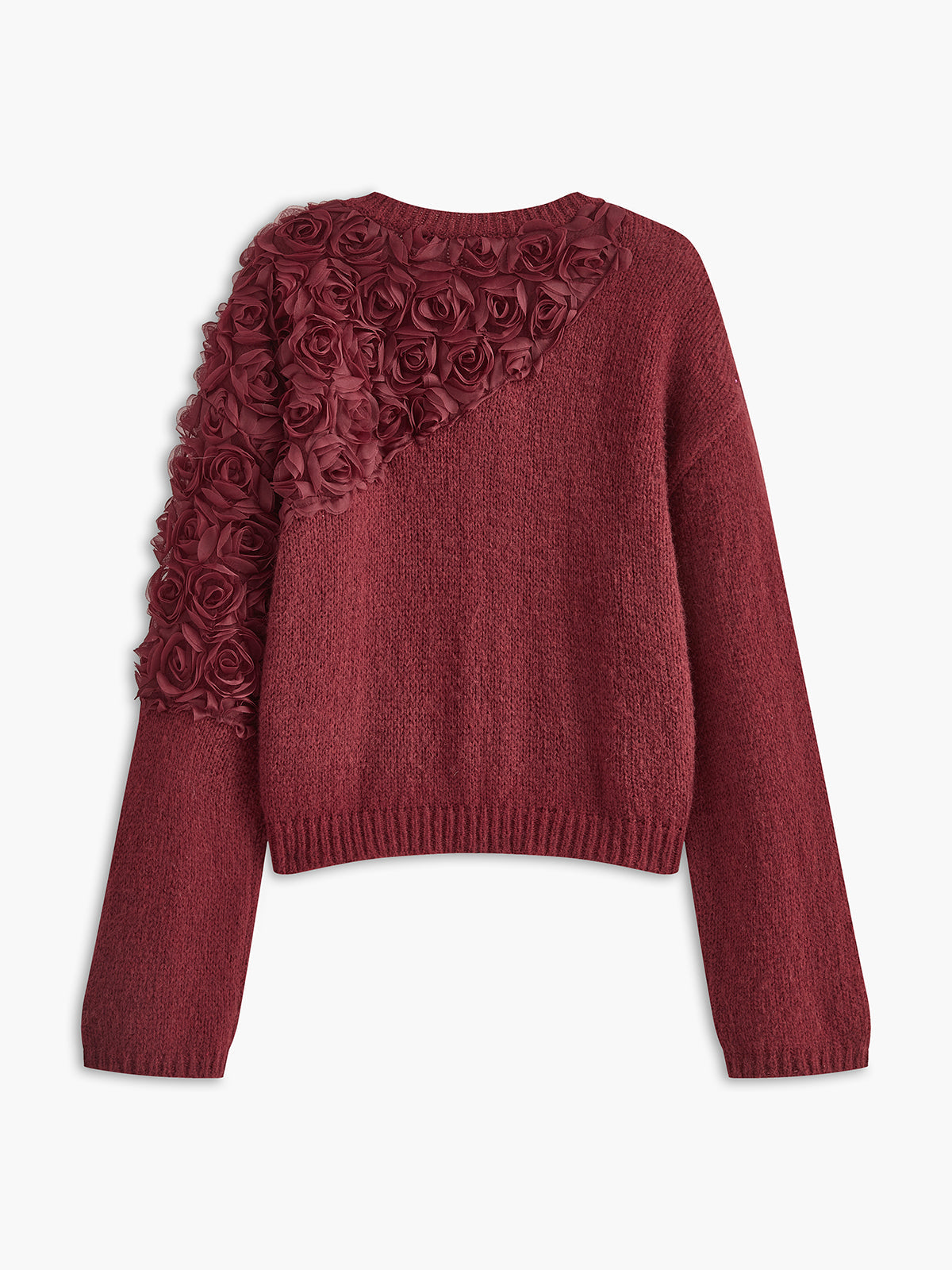 Zarif Yün Karışımlı Çiçekli Kazak