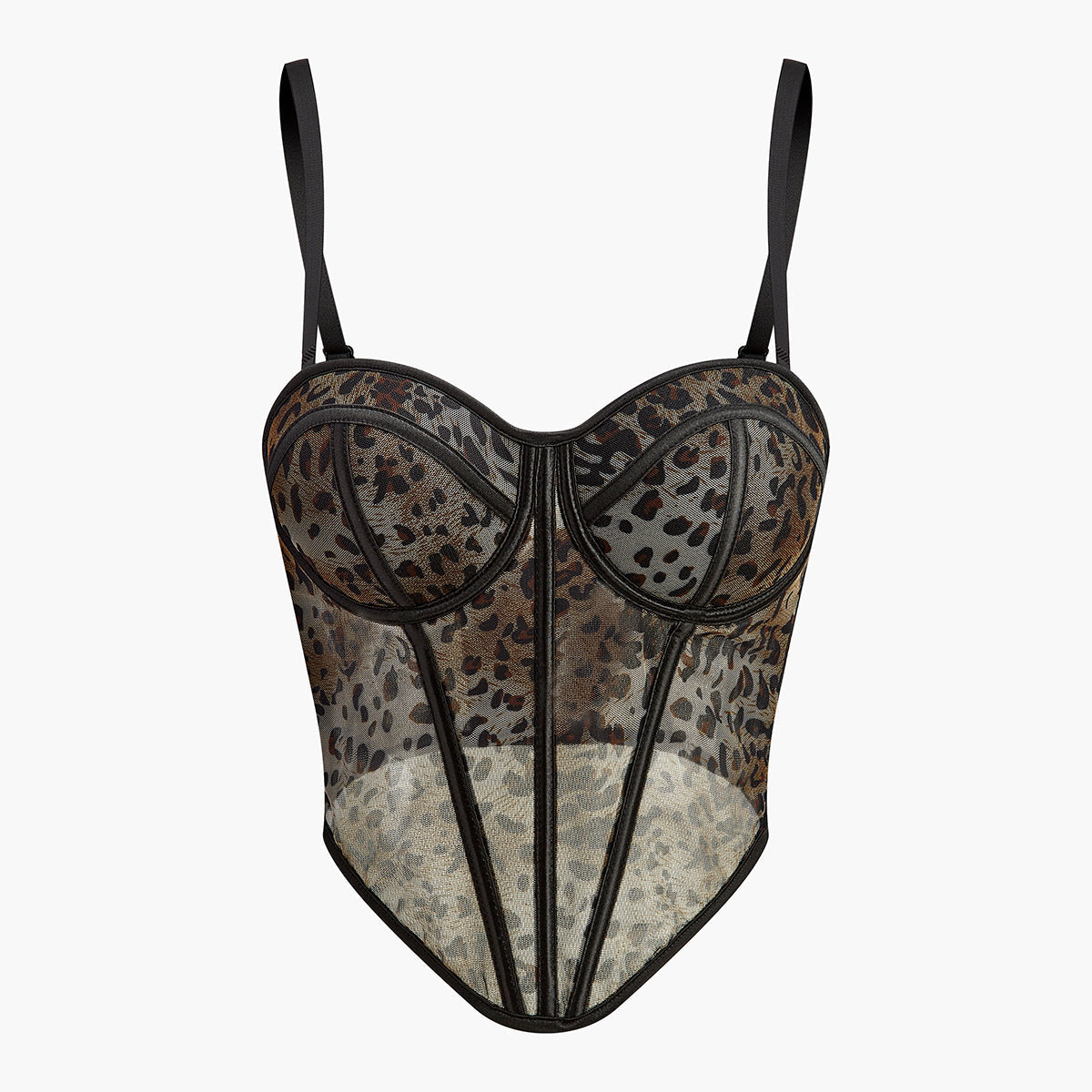 Sert Kaplan Desenli İp Askılı Korse