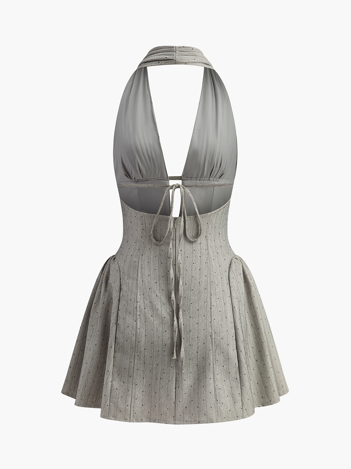 Olyssa Şık Sırt Bağlamalı Sırt Dekolteli Plise Elbise