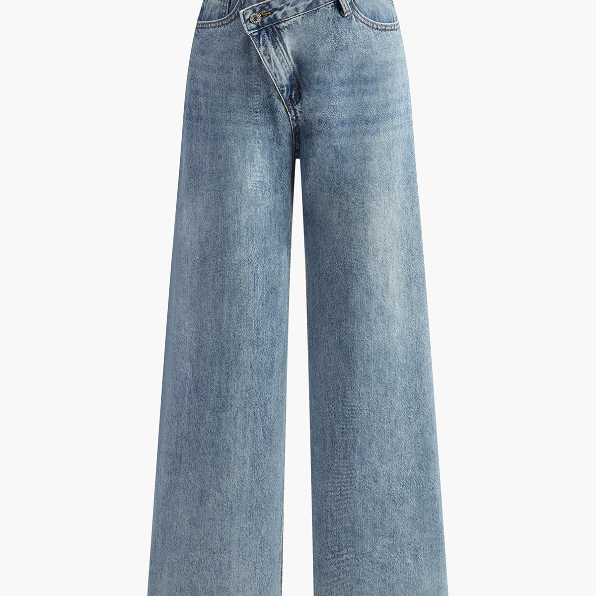 Şık Asimetrik Bel Wide-Leg Jeanler ile Modaya Uygun Bir Görünüm