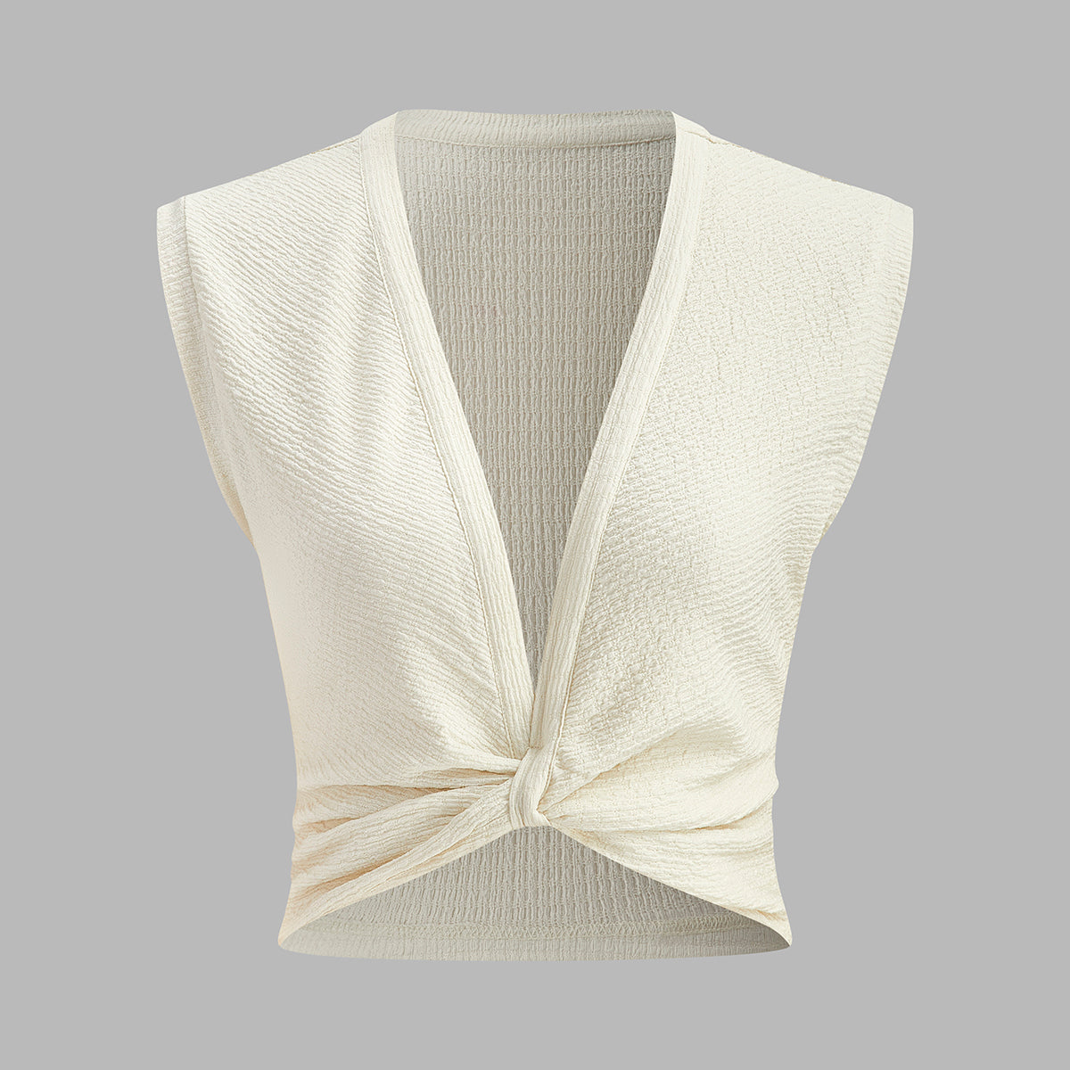 V Yaka Bağlamalı Kolsuz Bluz