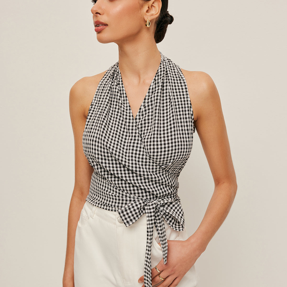 Pötikareli Halter Şal Üst