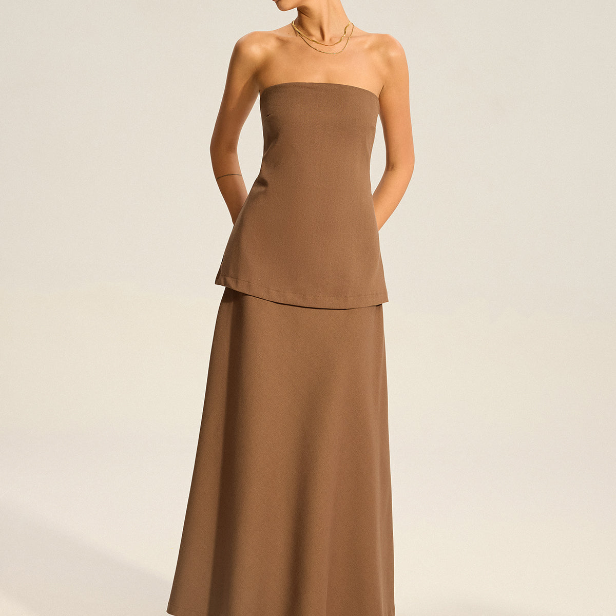 Askısız Katmanlı Abiye Maksi Elbise