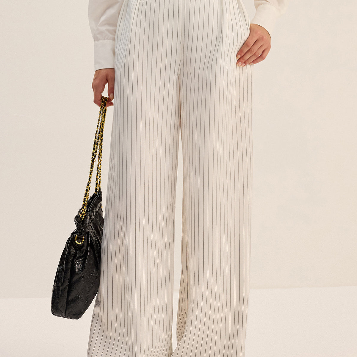 Pinstripe Geniş Paça Pantolon
