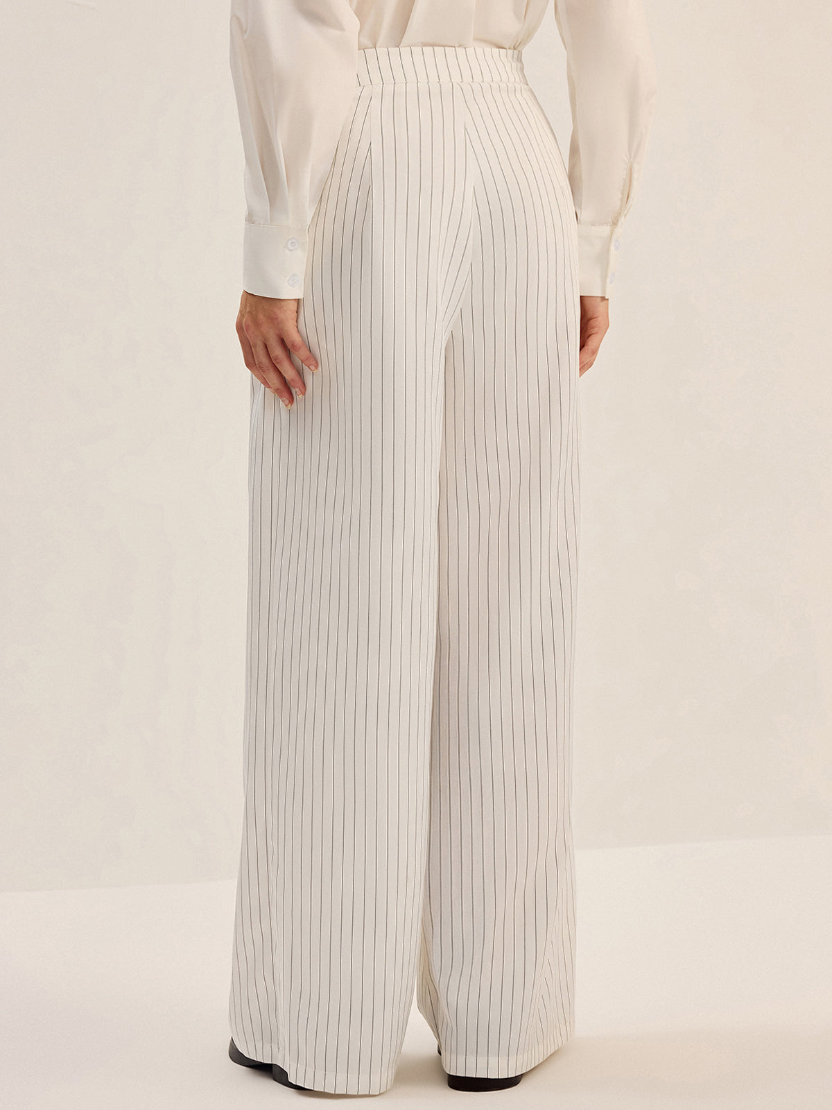 Pinstripe Geniş Paça Pantolon