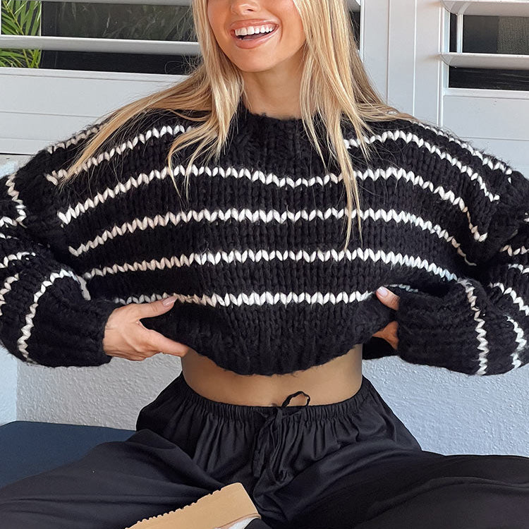 Belmont Black And White Striped Sweater