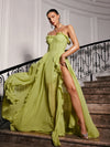 Craven Strapless Büstiyersiz Büzgülü Ağlı Maxi Elbise