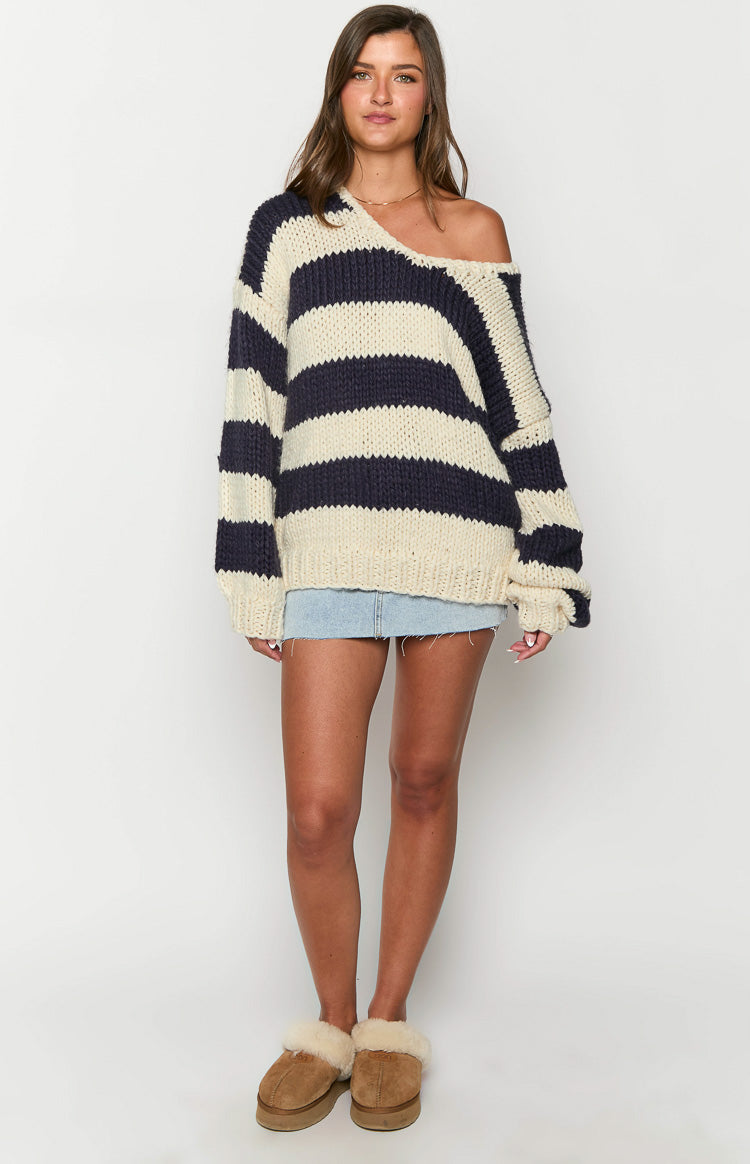 Navy Stripe Knit Sweater