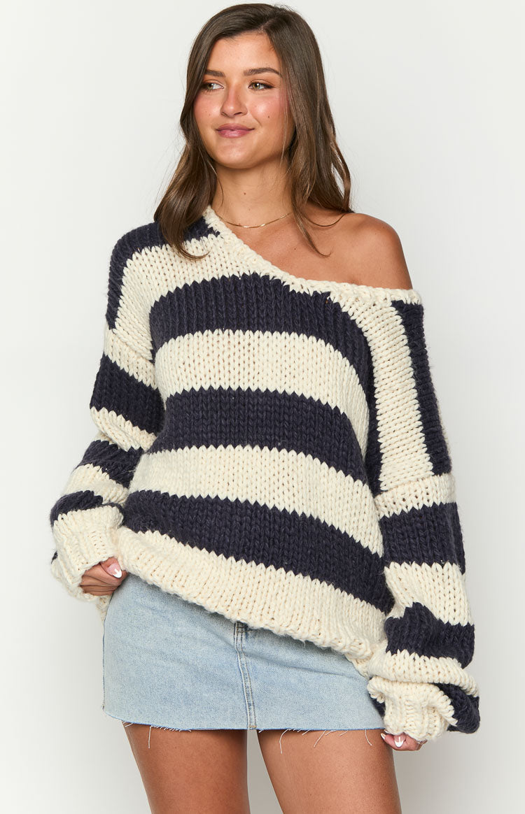 Navy Stripe Knit Sweater