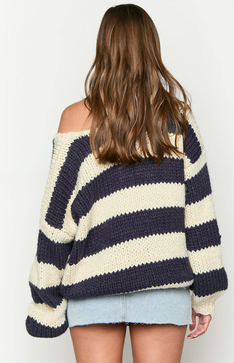 Navy Stripe Knit Sweater