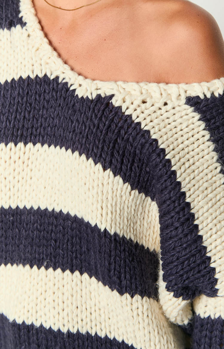 Navy Stripe Knit Sweater