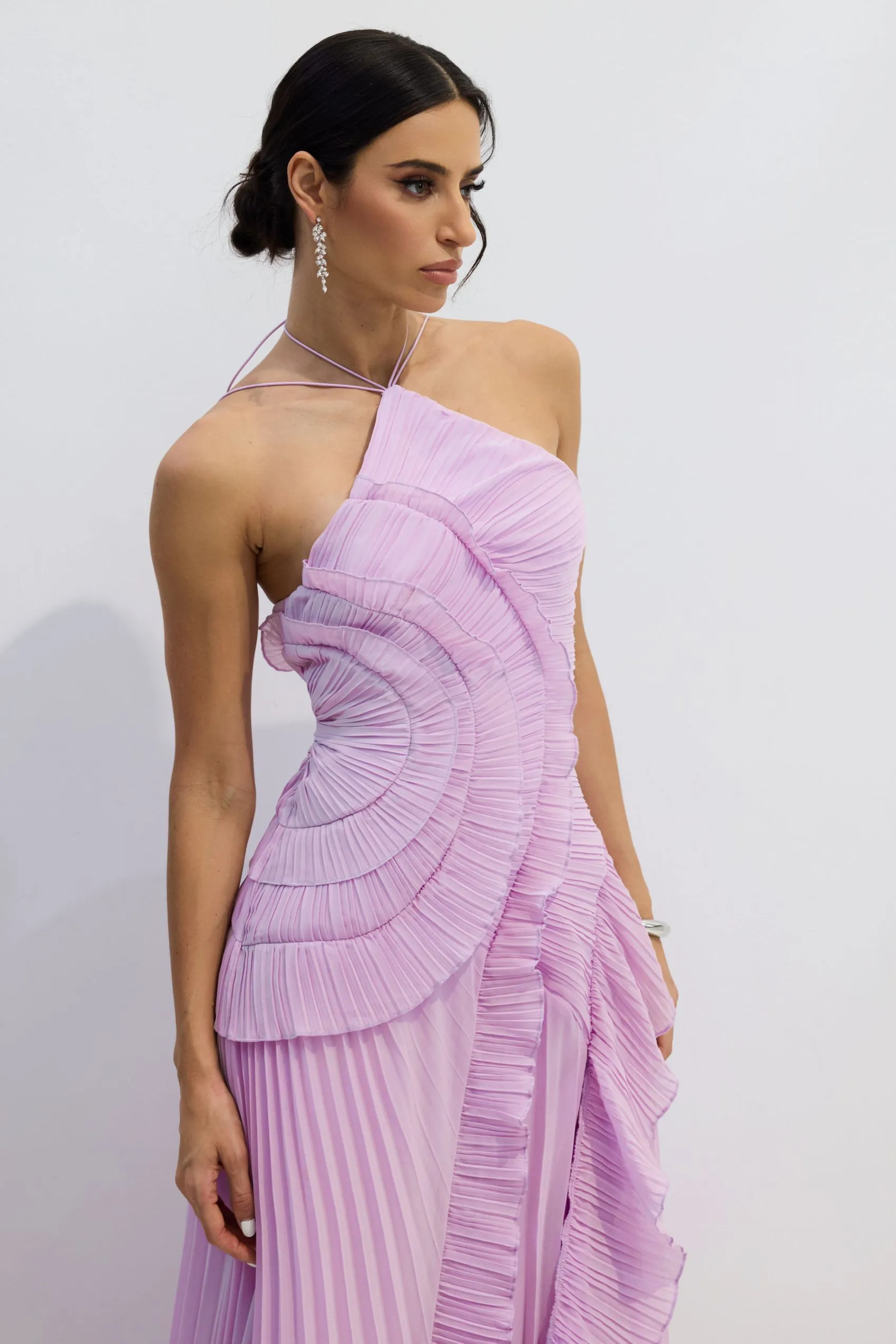 Olyssa Nina Halter Yaka Midi Elbise