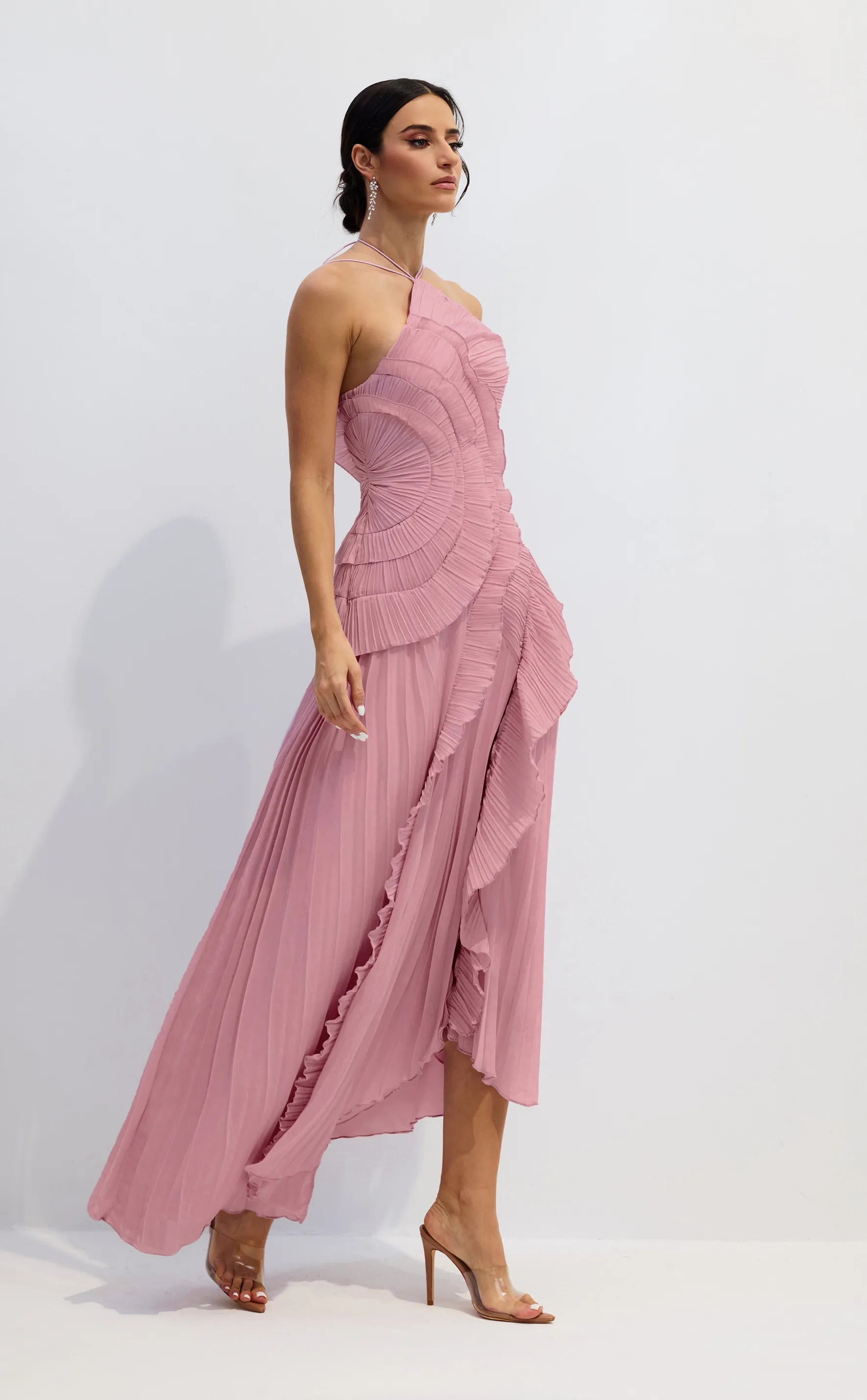 Olyssa Nina Halter Yaka Midi Elbise