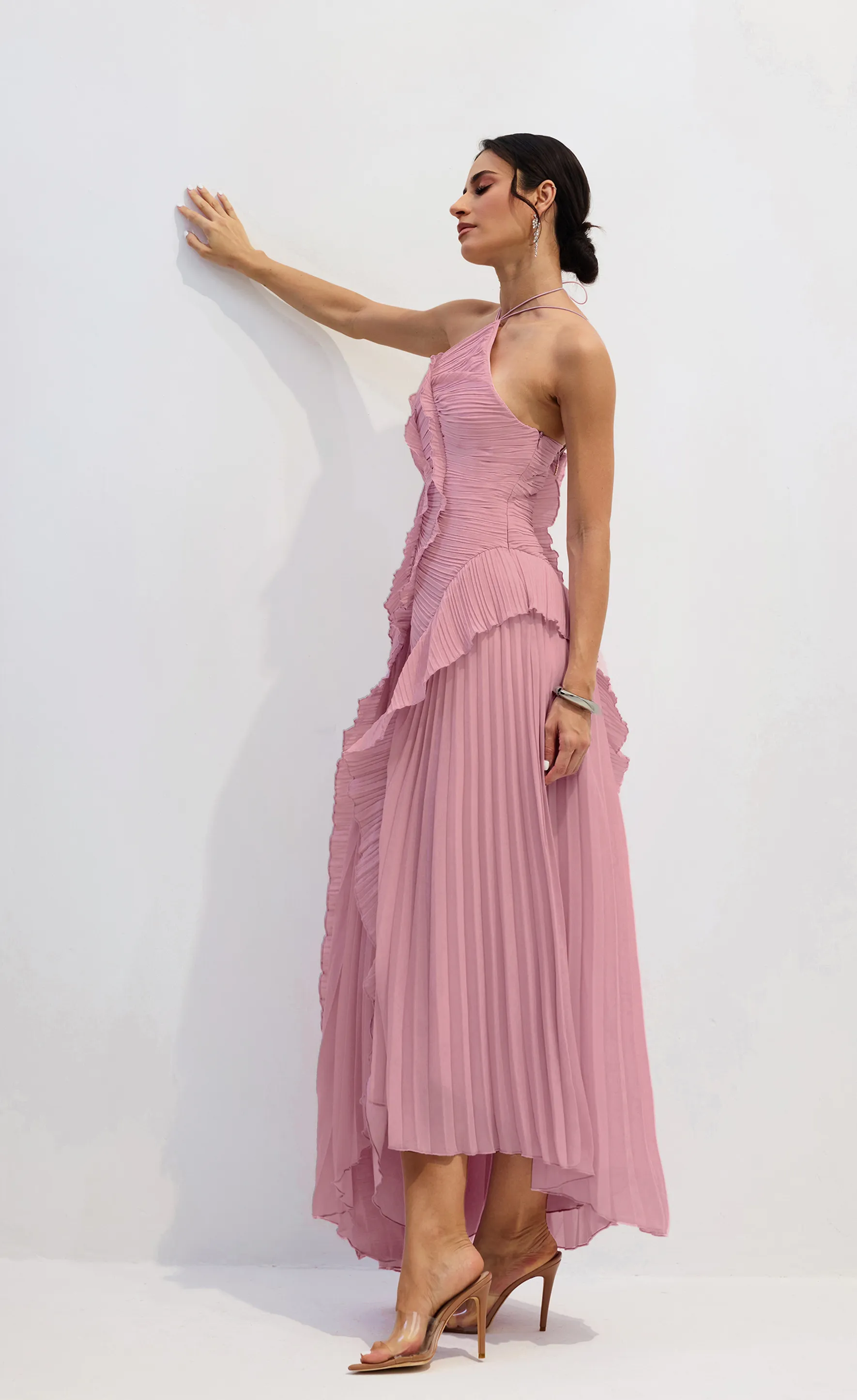 Olyssa Nina Halter Yaka Midi Elbise