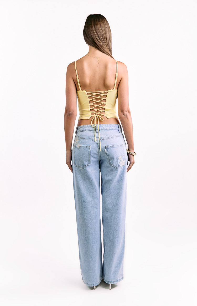 Sarı Dantel Korse Üst