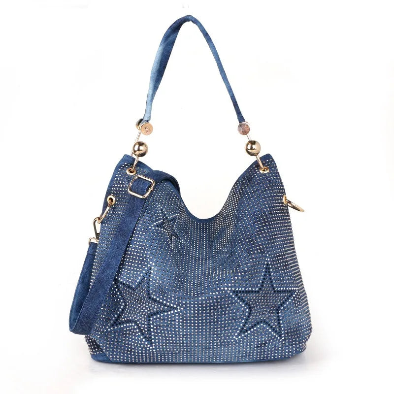 Starry Denim Hobo Çanta