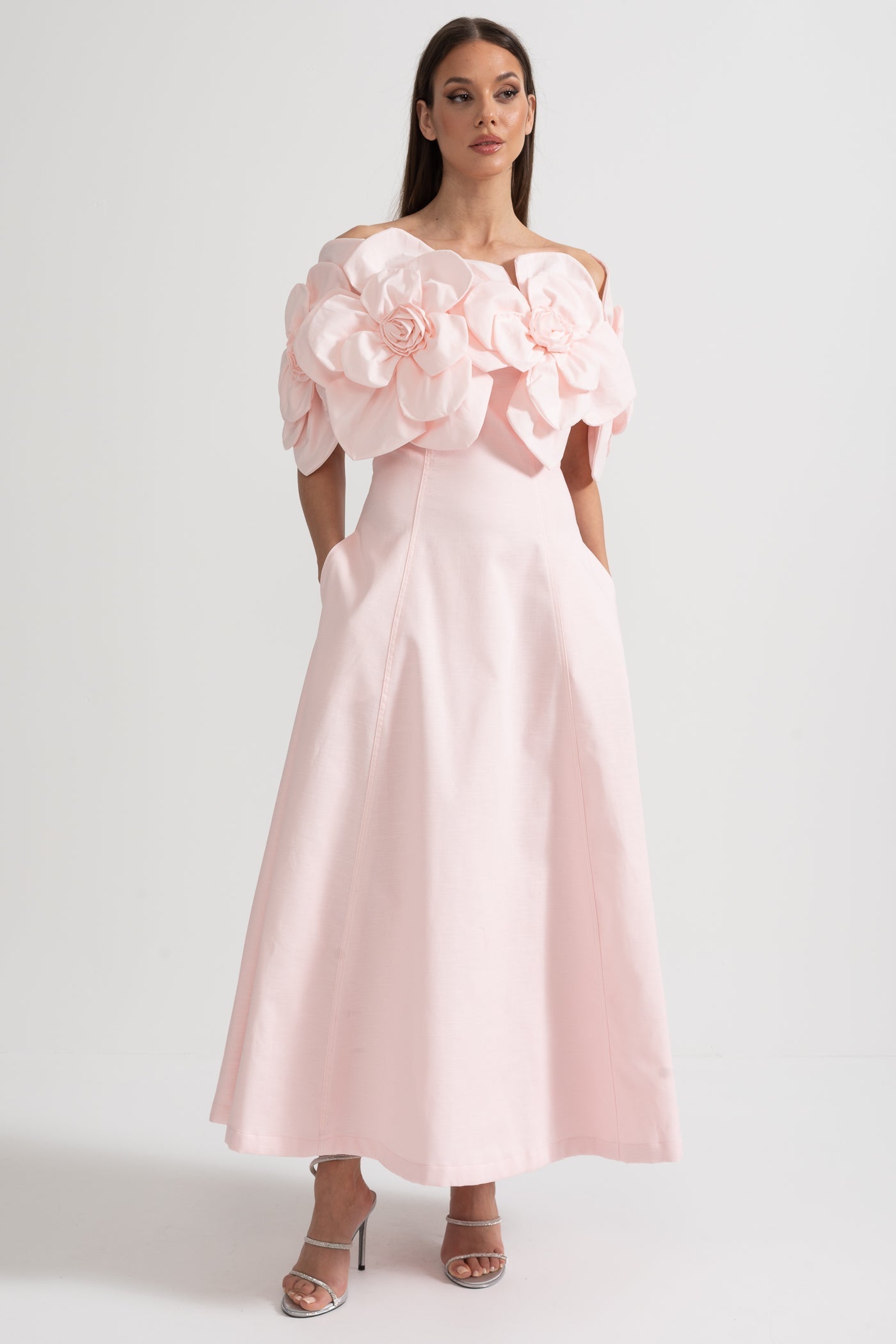 Olyssa Çiçek Desenli Midi Elbise