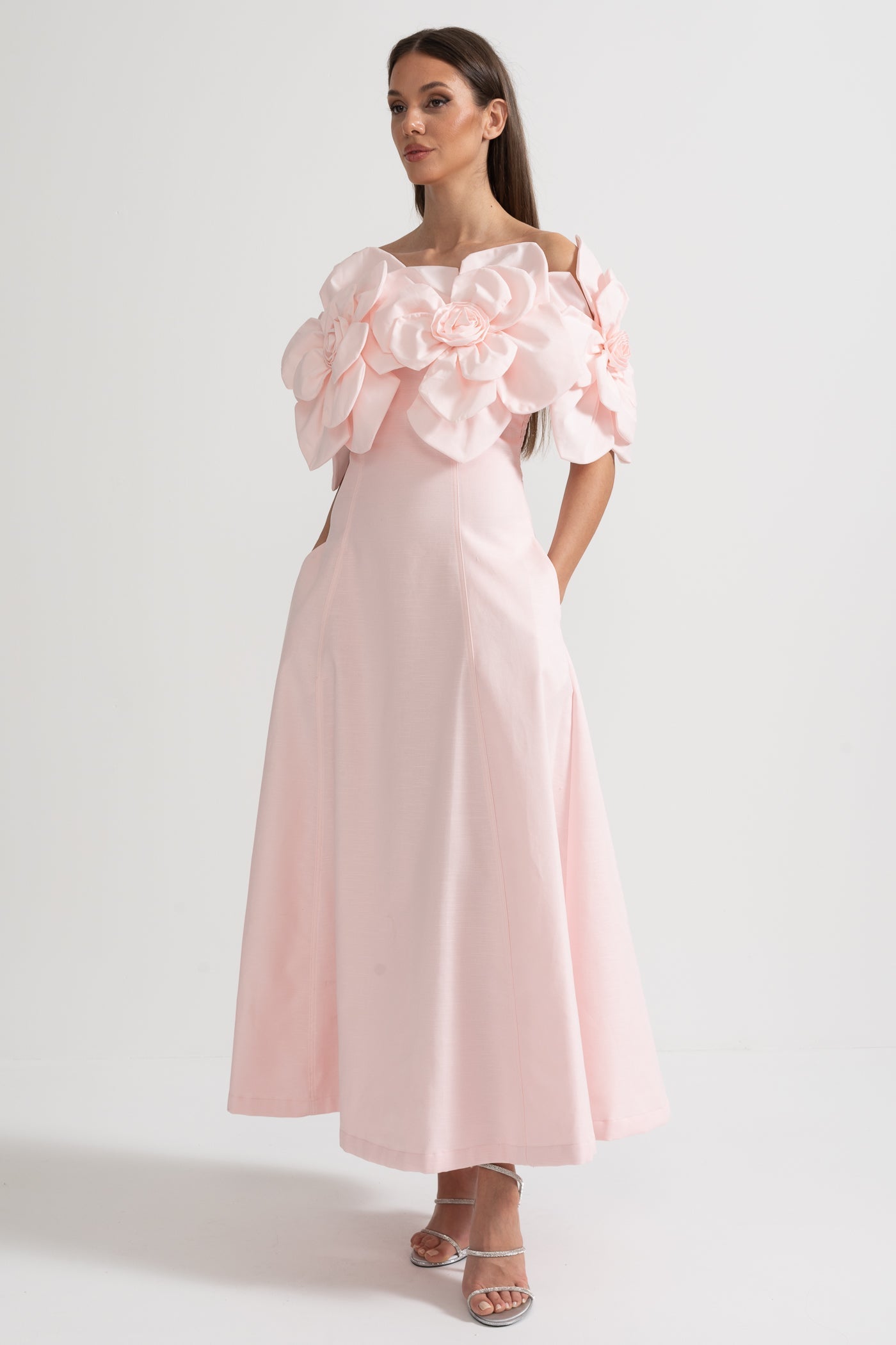 Olyssa Çiçek Desenli Midi Elbise