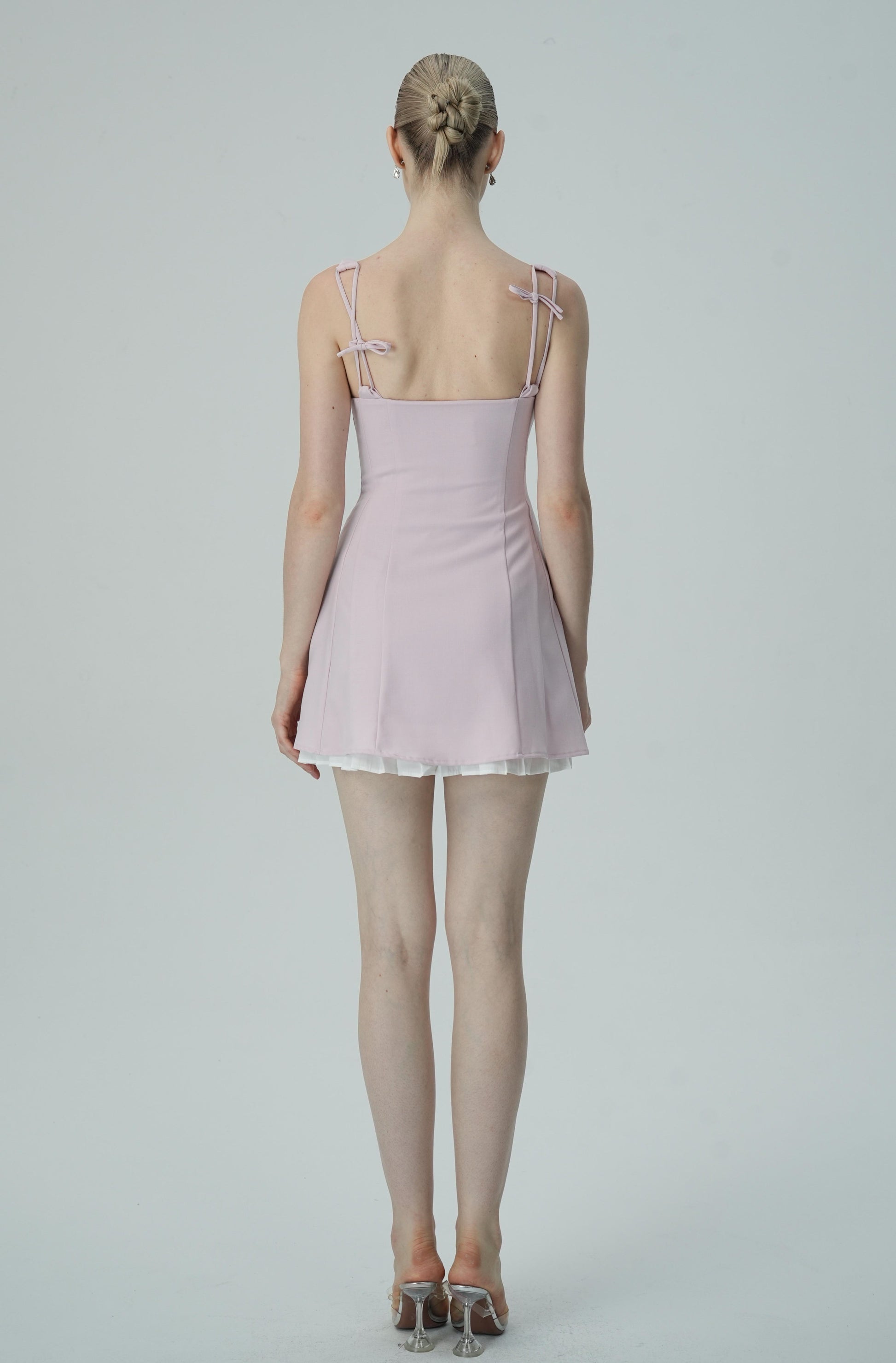 Olyssa Fiyonk Askılı Yumuşak Pembe Mini Elbise