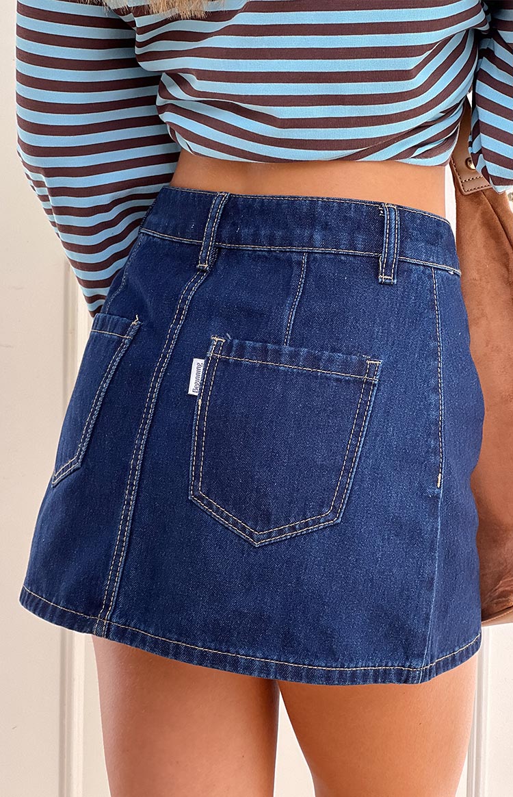 Koyu Denim Mini Etek