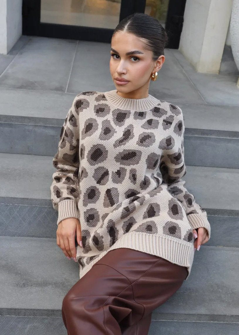 Harmony Leopar Desenli Oversize Kazak
