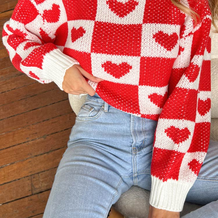 Red Heart Patchwork Jumper