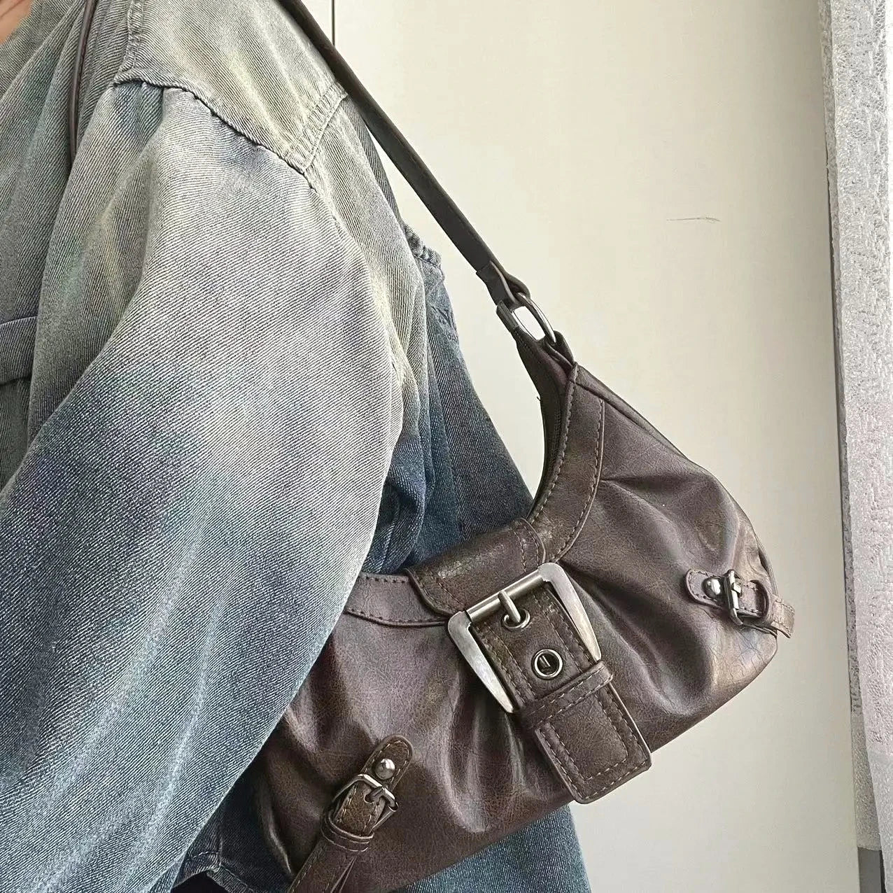 Olyssa Vintage Maillard Tarzı Kadın Omuz Çantası