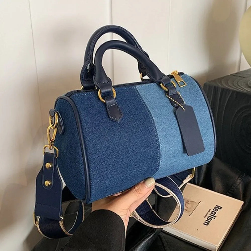Parçalı Desen Renk Bloklu Mini El Çantası