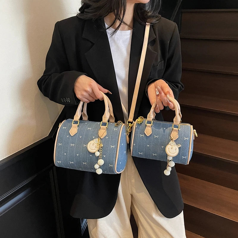 Denim Charm Boston Çanta