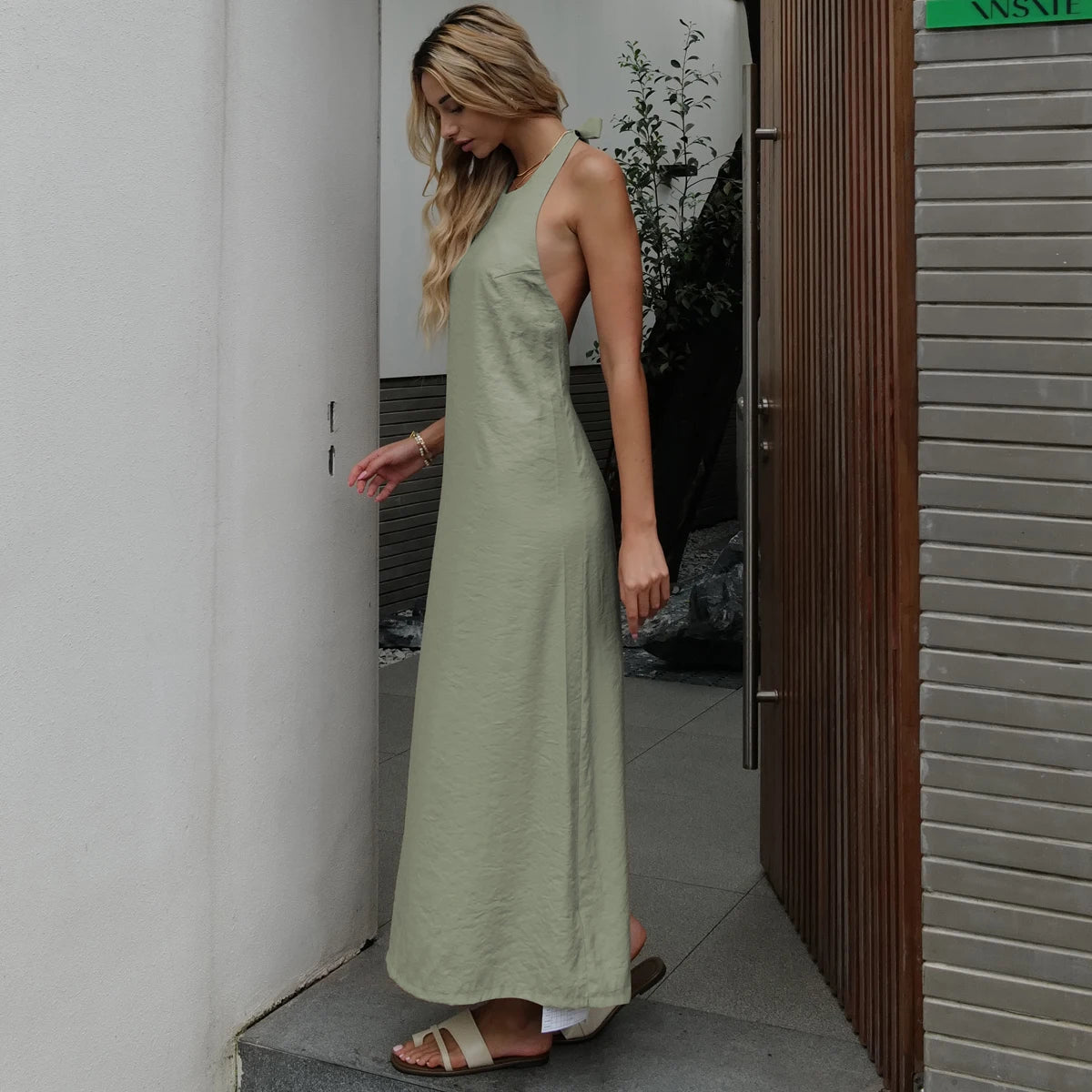 Olyssa Salaş Boyundan Bağlamalı Elbise