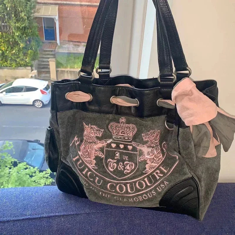 Velvet Crest Tote Çanta