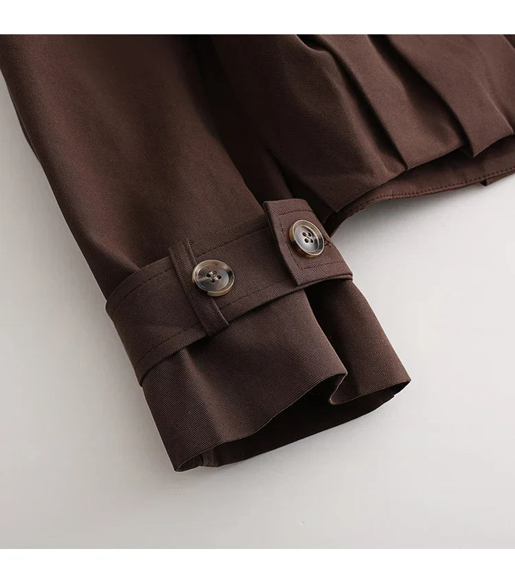 Çift Düğmeli Kısa Trençkot