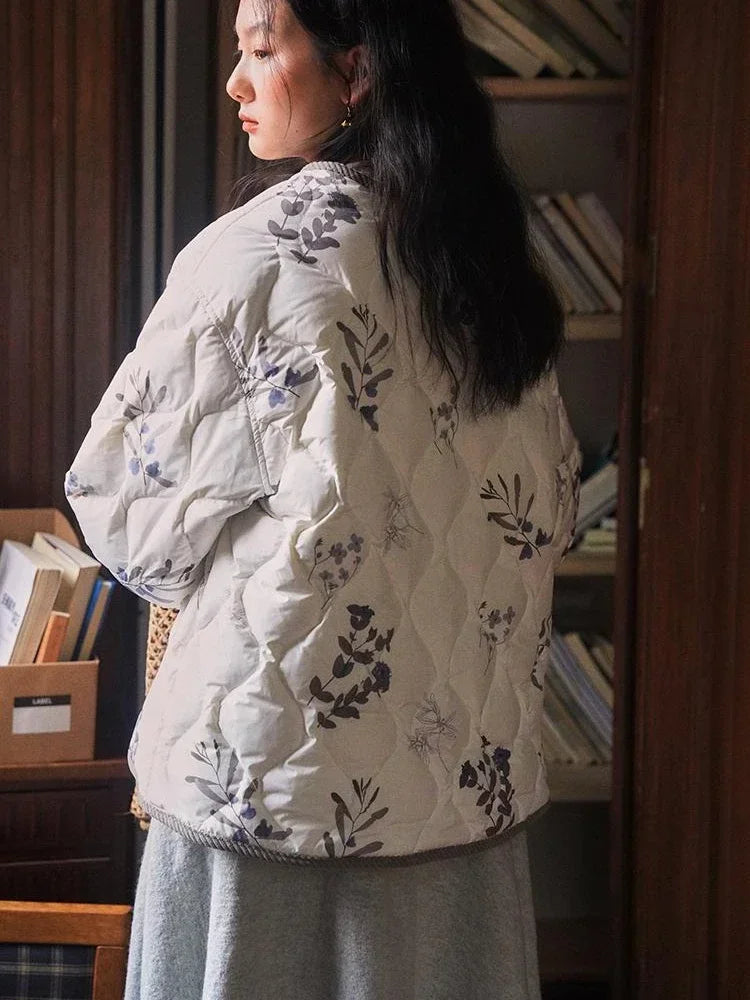 Çiçek Desenli Kapitone Ceket