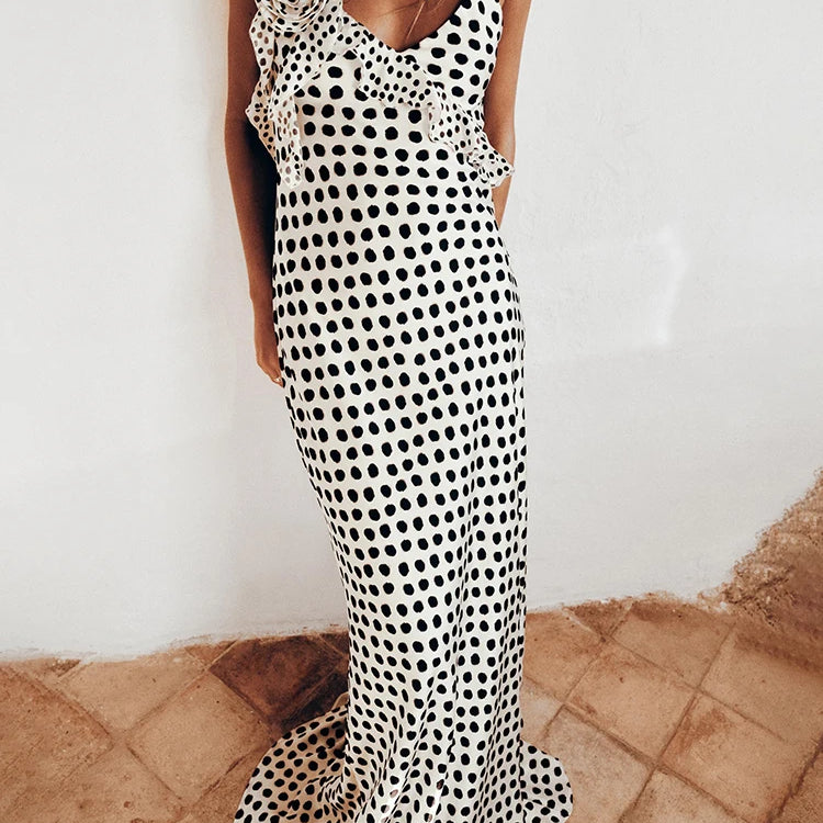 Olyssa  Puantiyeli Saten Balık Elbise