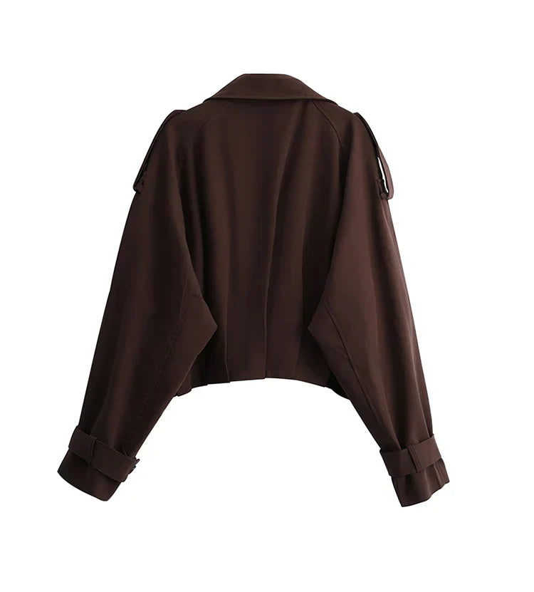 Çift Düğmeli Kısa Trençkot