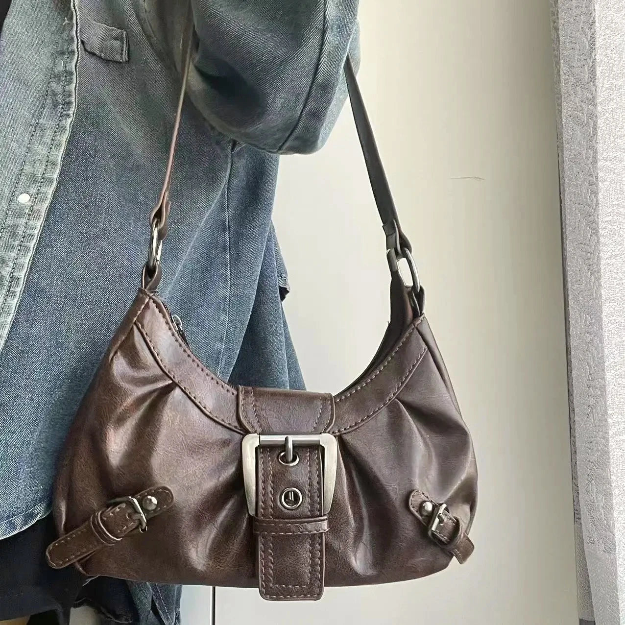 Olyssa Vintage Maillard Tarzı Kadın Omuz Çantası