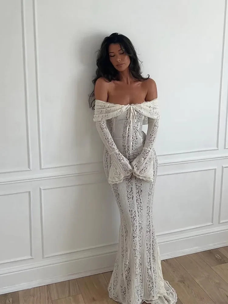 Olyssa Celeste Lace Maxi Elbise