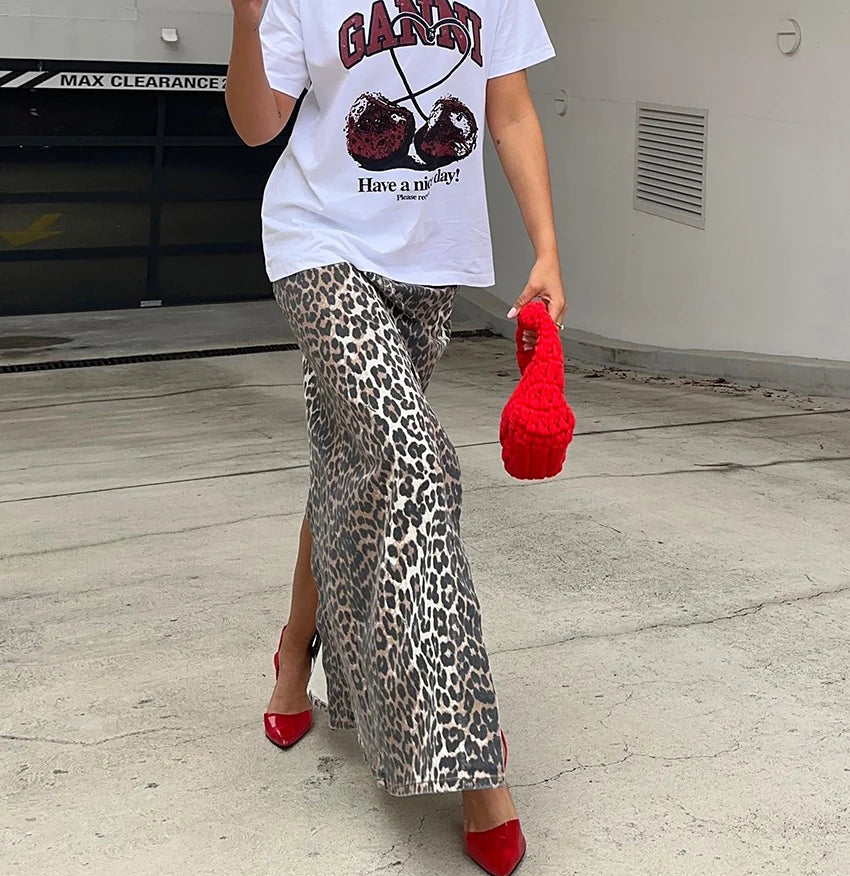 Leopar Baskı Maxi Etek