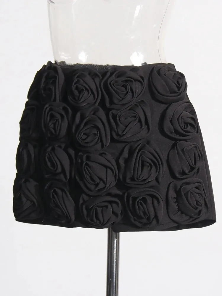 Patchwork Çiçek Dizayn Mini Şort Etek