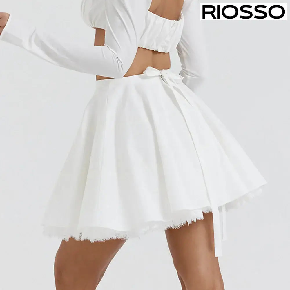 Yüksek Bel Dantel Detay Etek