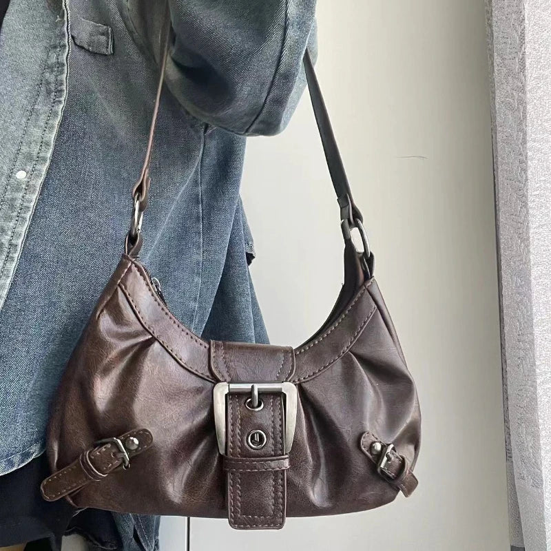 Olyssa Vintage Maillard Tarzı Kadın Omuz Çantası