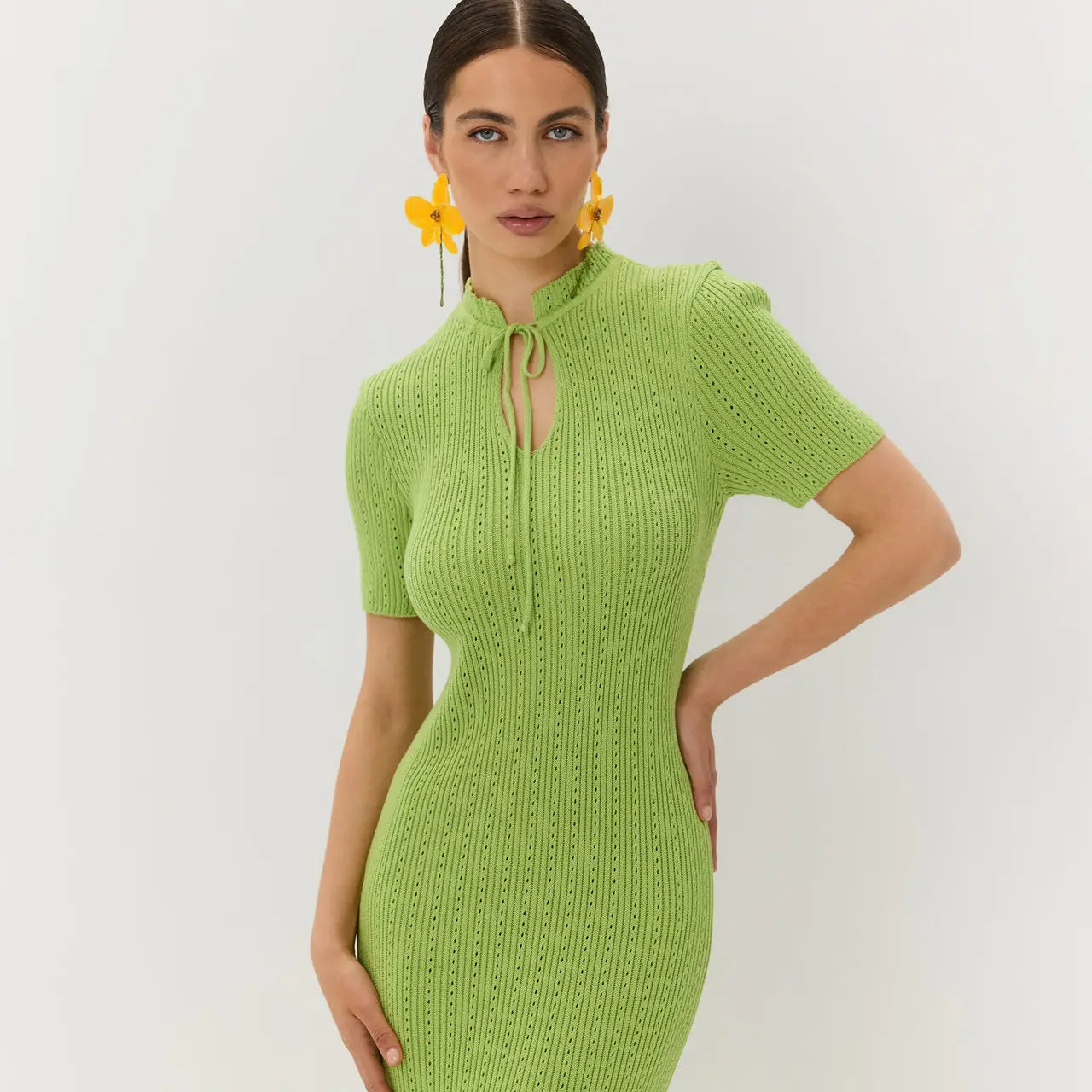 Olyssa Lunera Fitilli Triko Maxi Elbise