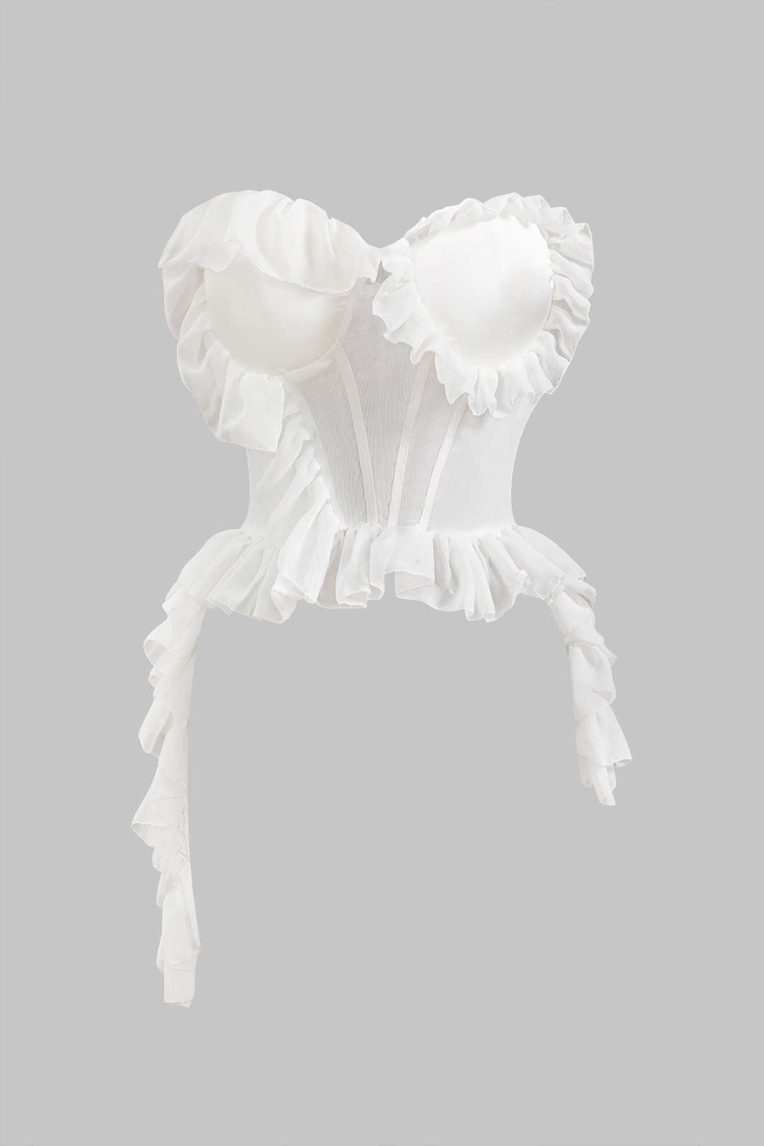 Şifon Saten Volanlı Korse Tube Bluz