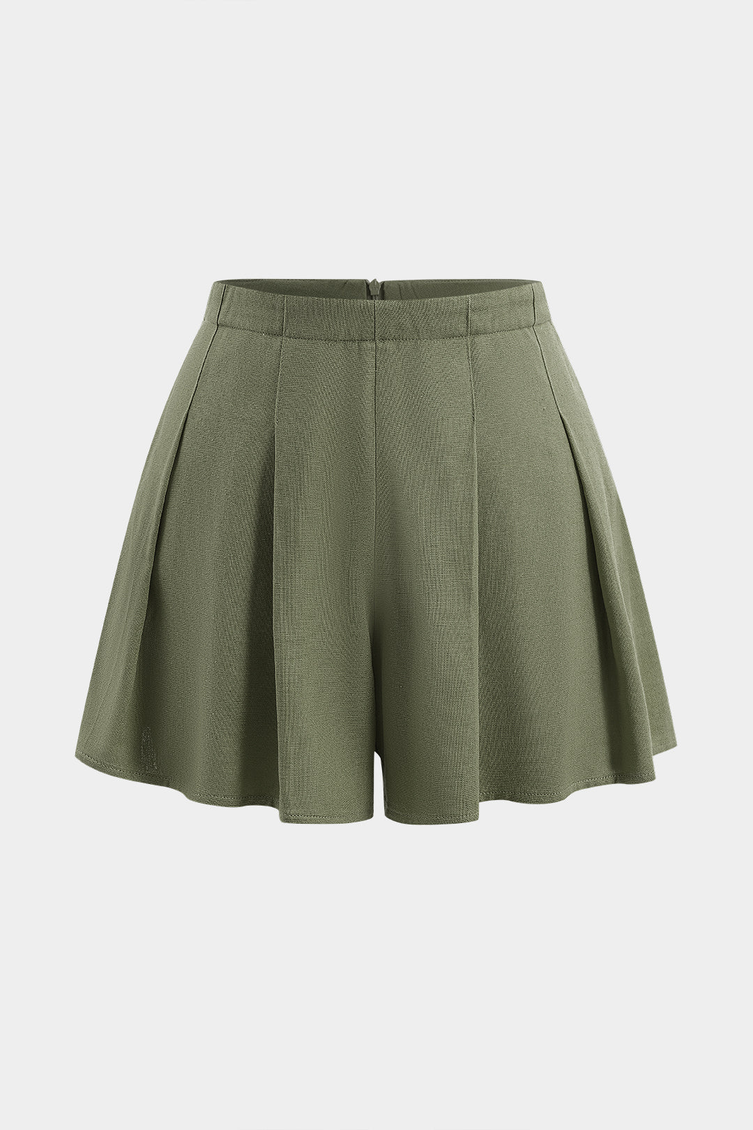 Keten Plise Fermuarlı Şort