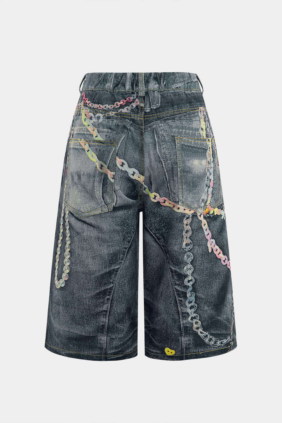 Zincir Desenli Geniş Paça Şort