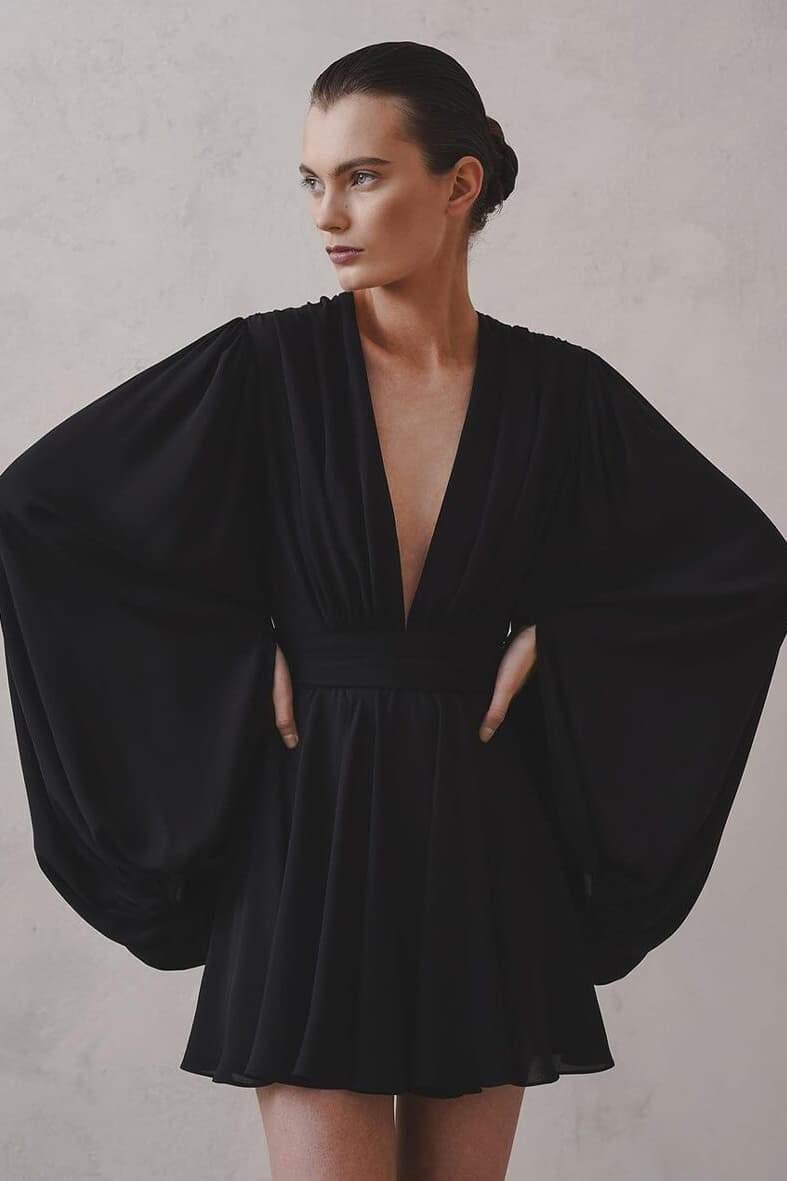 Olyssa Amelia Derin V Yaka Mini Elbise