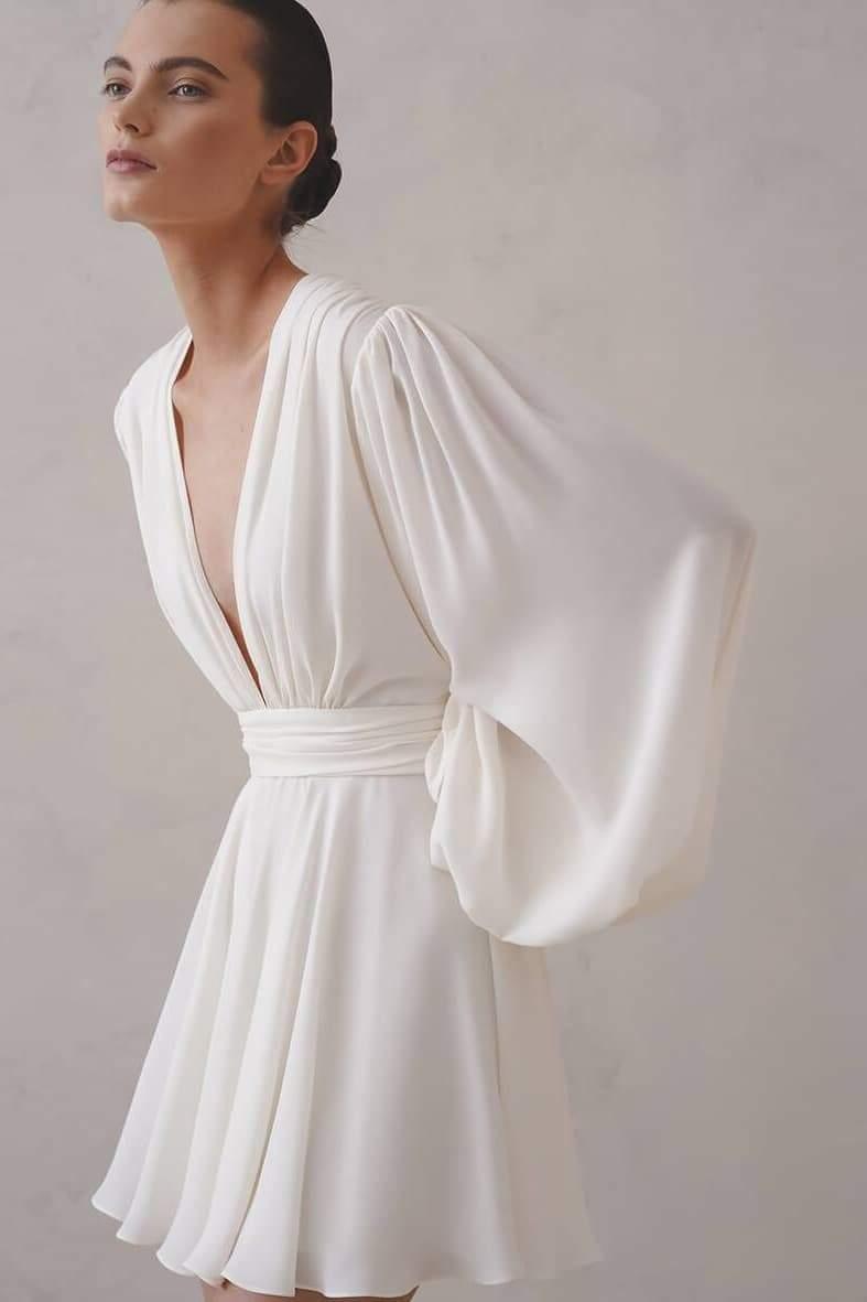 Olyssa Amelia Derin V Yaka Mini Elbise