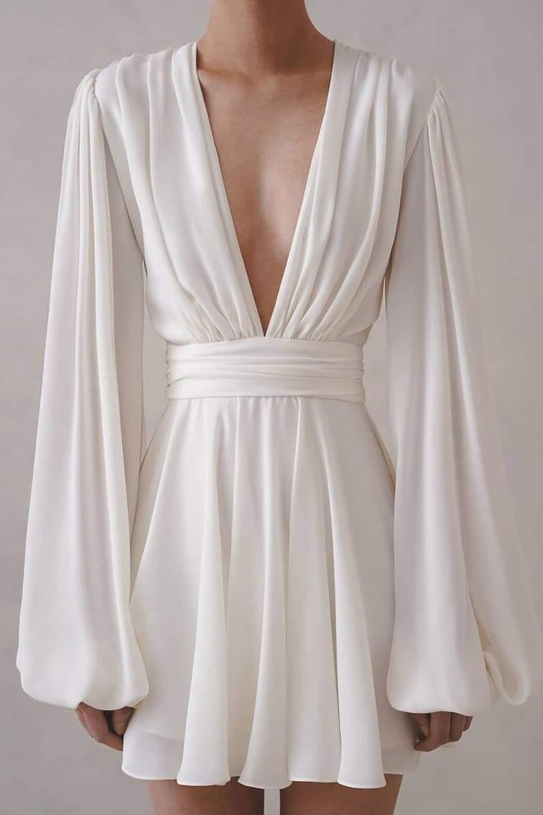 Olyssa Amelia Derin V Yaka Mini Elbise